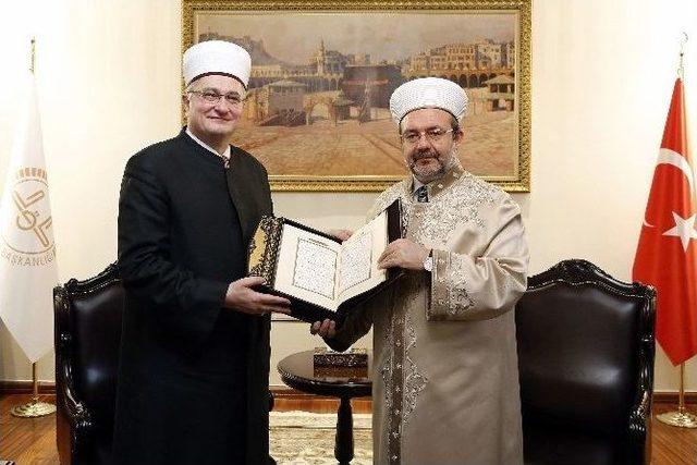 Diyanet İşleri Başkanı Görmez, Hırvatistan İslam Birliği Başkanı Hasanoviç’i Kabul Etti