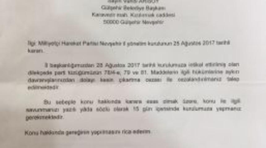 İhracı İstenen G&uuml;lşehir Belediye Başkanı İstifa Etti