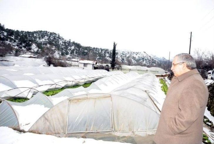 Vali Nayir Kardan Çöken Seralarda İnceleme Yaptı G4