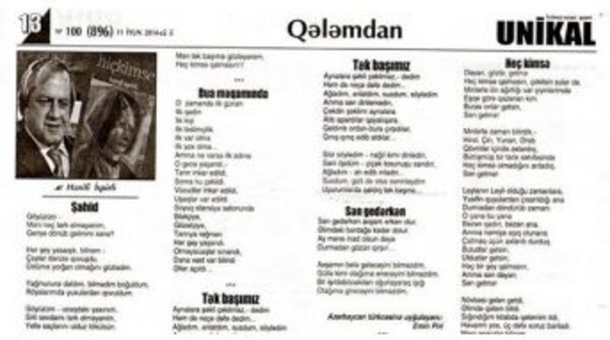 Erzurumlu Şair M.hanefi İspirli’nin Şiirleri Azerbaycan Türkçesinde