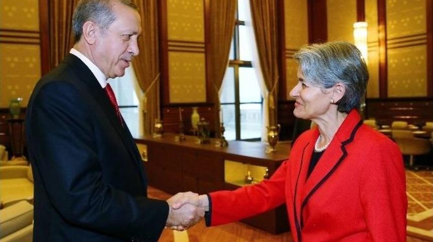 Cumhurbaşkanı Erdoğan, Unesco Direkt&ouml;r&uuml; Bokova&rsquo;yı Kabul Etti