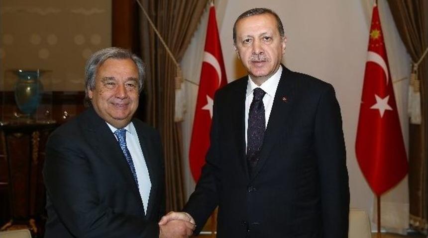 Cumhurbaşkanı Erdoğan, Bm M&uuml;lteciler Y&uuml;ksek Komiseri Guterres&rsquo;i Kabul Etti