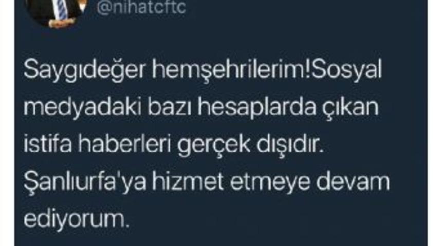 Şanlıurfa B&uuml;y&uuml;kşehir Belediye Başkanı &Ccedil;ift&ccedil;i: İstifa Etmedim