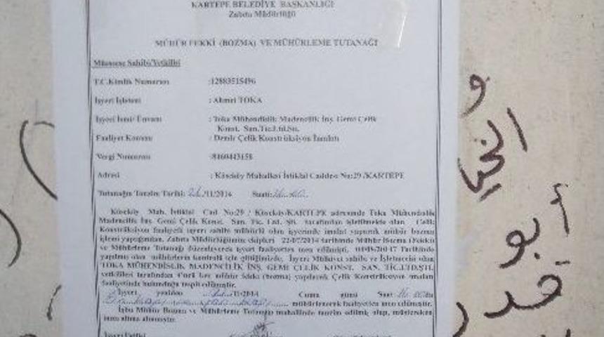 Kartepe&rsquo;de M&uuml;h&uuml;r Bozan Ruhsatsız İşyeri Hakkında Su&ccedil; Duyurusunda Bulunuldu