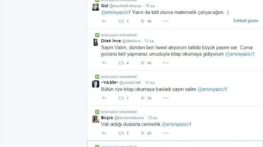 Vali İle Twıtter&rsquo;da Tatil Pazarlığı