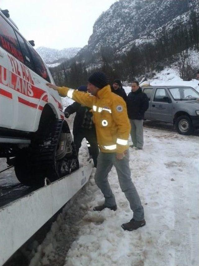 Hamile Kadını Paletli Ambulans Kurtardı