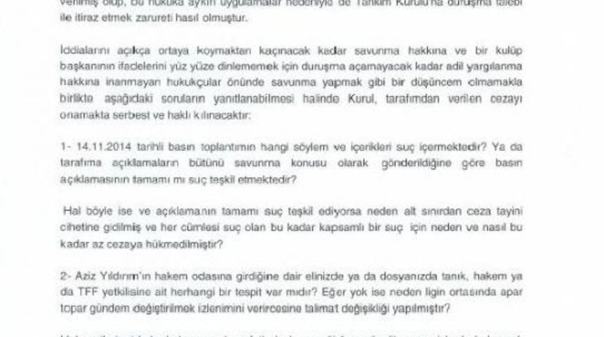 Fenerbah&ccedil;e başkanı yıldırım'dan tahkim kurulu'na sert eleştiri