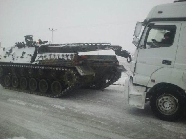 Kapanan Ankara-aksaray Karayolunu Tank Kurtarıcı Trafiğe Açtı