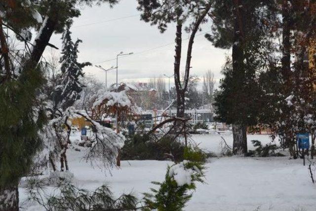 Yoğun Kar Yağışı Eşme nin Ulaşımını Fel&ccedil; Etti 2