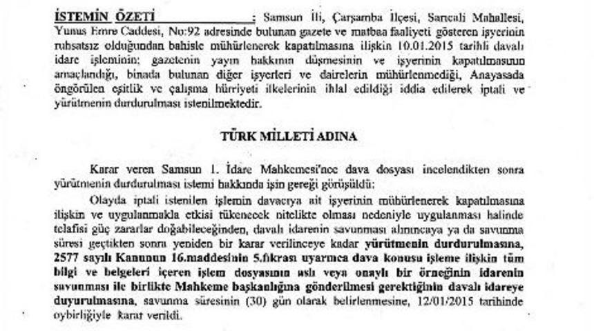 M&uuml;hre Durdurma Kararı