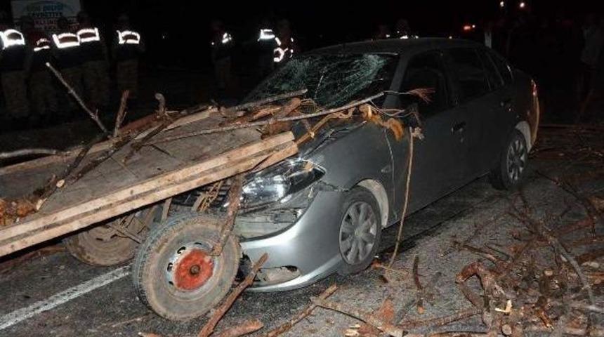 Otomobil, odun y&uuml;kl&uuml; at arabasına &ccedil;arptı: 1 &ouml;l&uuml;