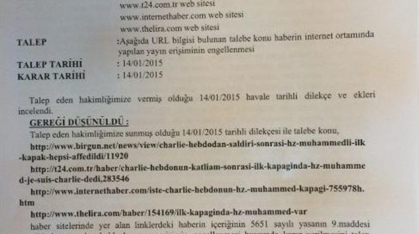 O Karikat&uuml;rle İlgili Yayın Yasağı