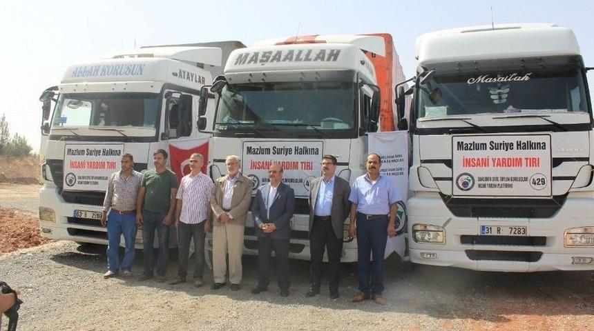 Sınır &Ouml;tesine 3 Tır Yardım Malzemesi