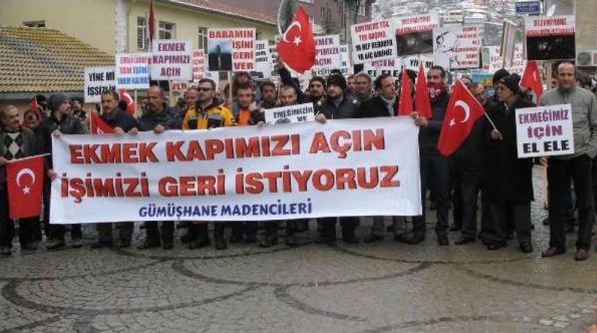 G&uuml;m&uuml;şhane&rsquo;de işsiz kalan maden iş&ccedil;ilerinden eylemi