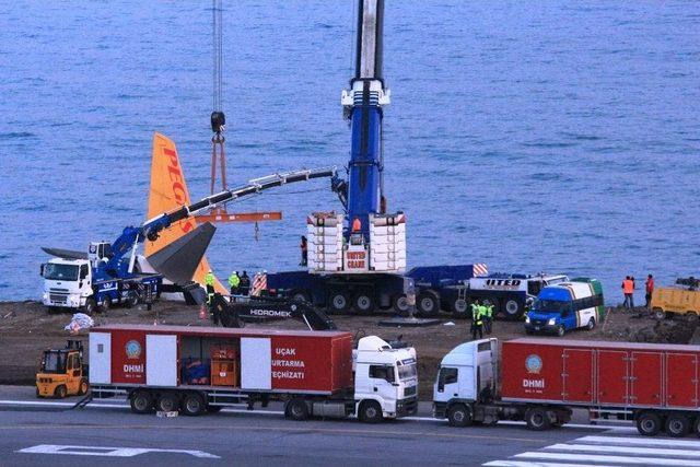Trabzon’da Pistten Çıkan Uçağı Kurtarma Çalışmaları Devam Ediyor