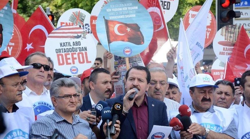 Memur-sen &Uuml;yelerinden Abd B&uuml;y&uuml;kel&ccedil;iliği &Ouml;n&uuml;nde Protesto G&ouml;sterisi