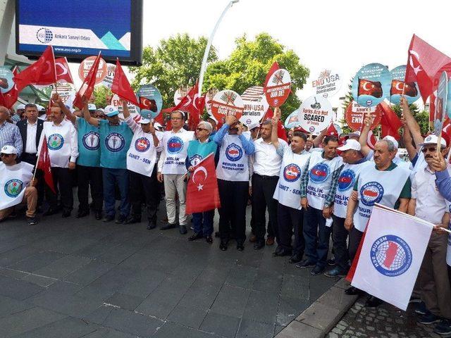 Memur-sen Üyelerinden Abd Büyükelçiliği Önünde Protesto Gösterisi