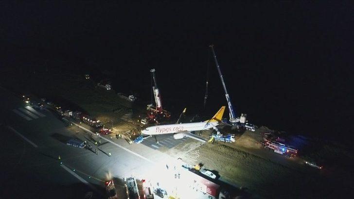 Bulunduğu Yerden Çıkarılan Uçağın Havalimanında Güvenli Bölgeye Çekilme İşlemi Başladı G2