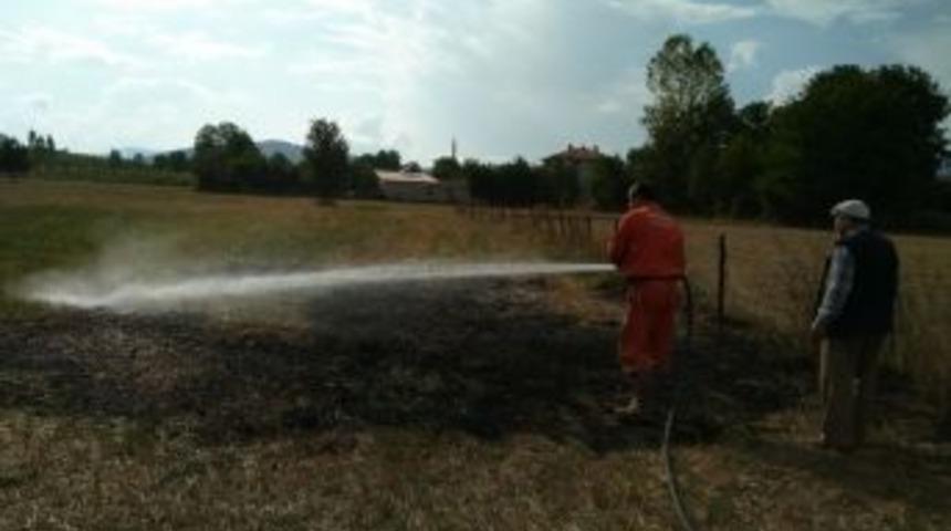 Yıldırım D&uuml;şmesi Sonucu Anız Yangını &Ccedil;ıktı