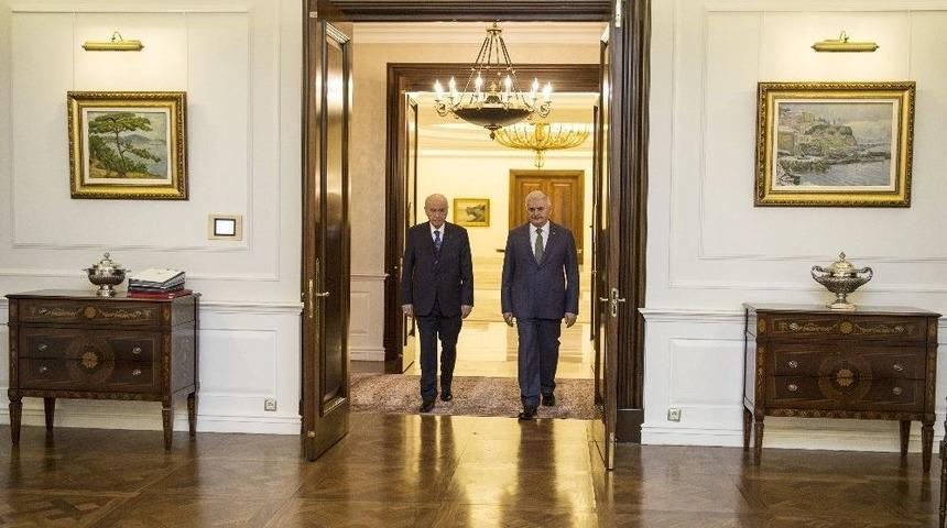 Başbakan Yıldırım Mhp Lideri Bah&ccedil;eli G&ouml;r&uuml;şmesi Başladı