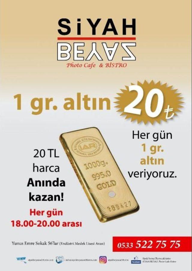 20 Liralık Siparişe 1 Gram Altın