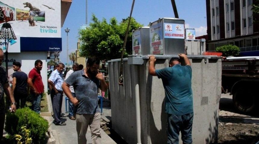 İskenderun&rsquo;da &Ccedil;&ouml;p Konteynerleri Yeraltına Alınıyor