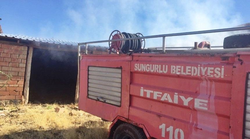 Sungurlu&rsquo;da Mandıra Yangını