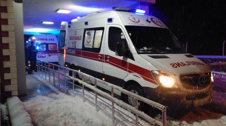 Otomobil Karlı Yolda Şarampole U&ccedil;tu: 4 Yaralı