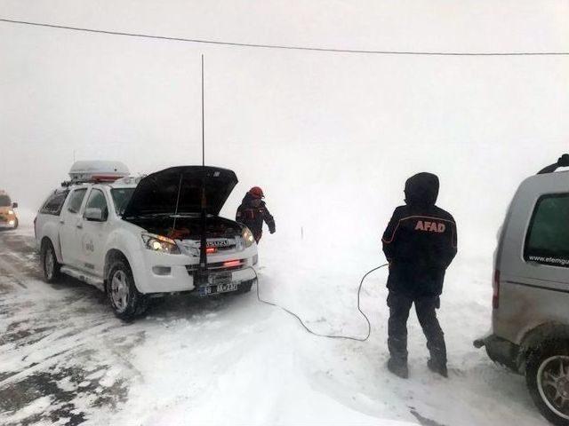 Afad Yolda Kalanları Kurtarıp Kumanya Dağıttı