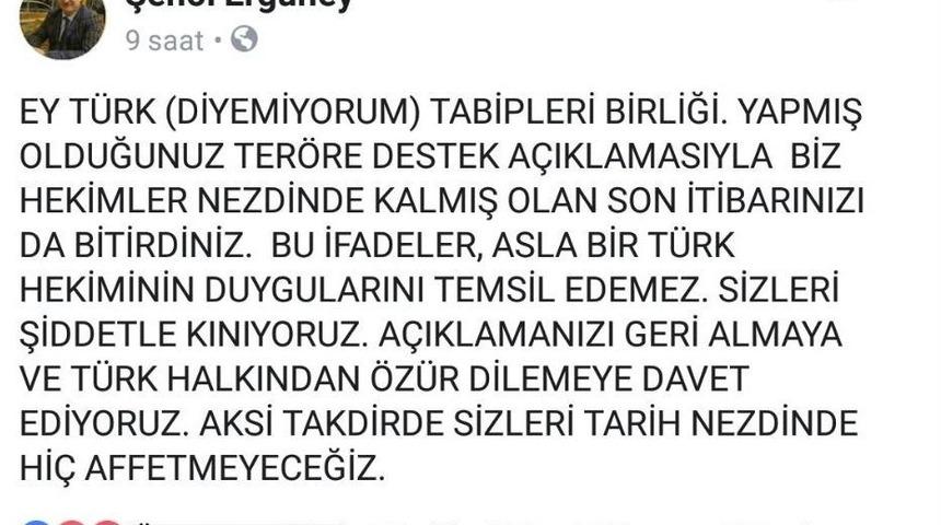 İl Sağlık M&uuml;d&uuml;r&uuml;nden Ttb&rsquo;nin Afrin Mesajına Sert Tepki
