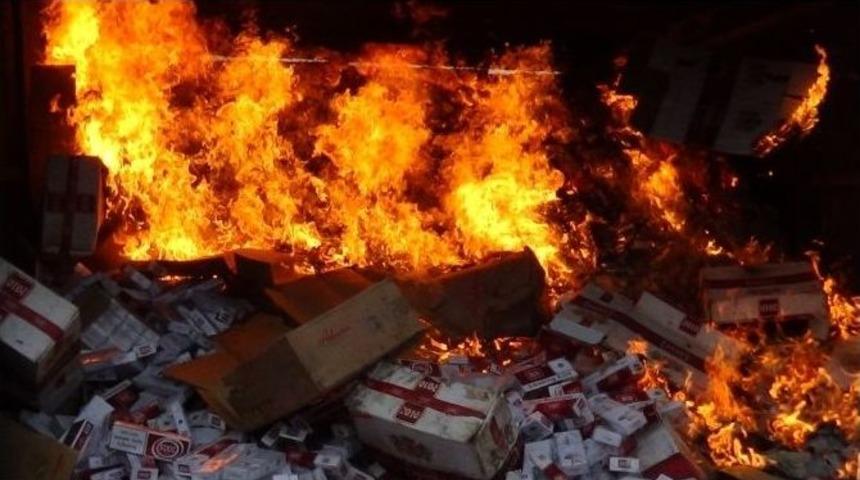 Kırıkkale&rsquo;de 400 Bin Paket Ka&ccedil;ak Sigara İmha Edildi