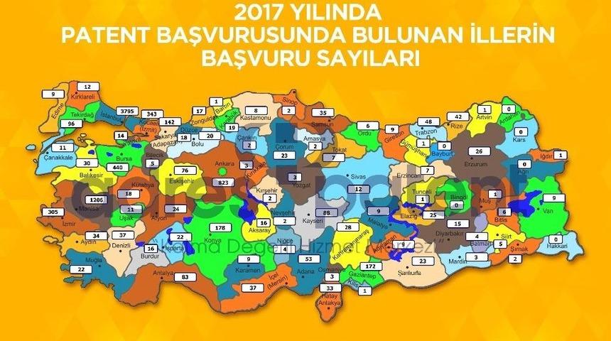 T&uuml;rkiye&rsquo;nin İl İl Patent Başvuru Sayısı