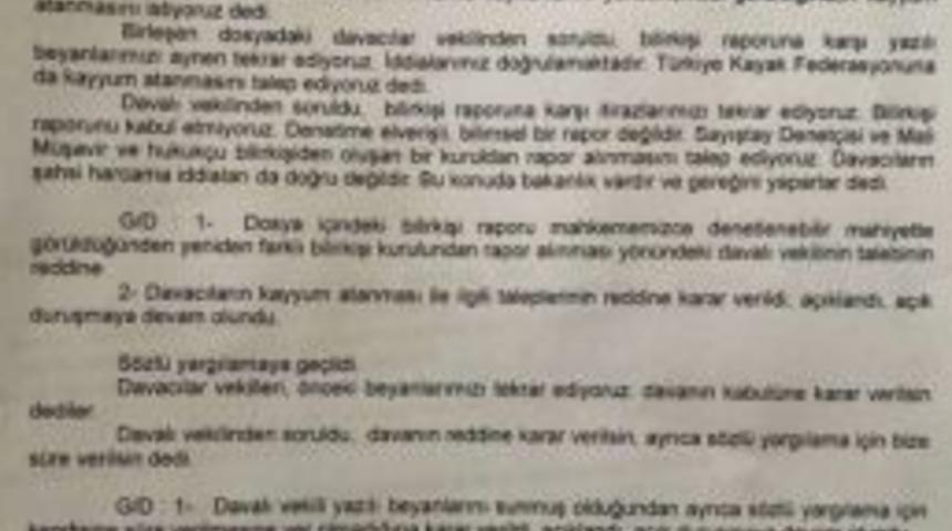 3. Asliye Hukuk Mahkemesi&rsquo;nden Kayak Federasyonu&rsquo;na Mali Genel Kurul Şoku