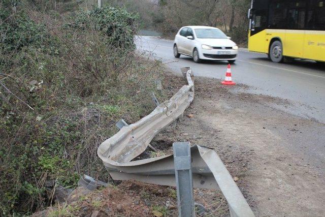 Şarampole Uçan Kamyondan Burnu Kanamadan Çıktı