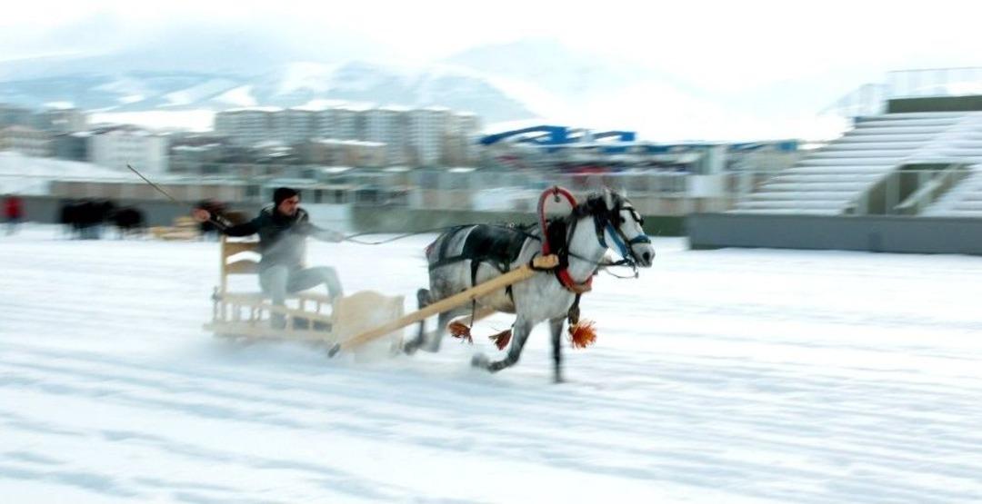 Erzurum&rsquo;da Atlı Kızak Yarışı