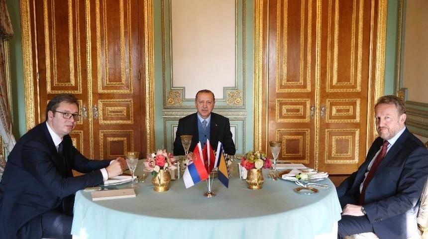 Erdoğan, Sırbistan Cumhurbaşkanı Vu&ccedil;i&ccedil; İle &Ouml;ğle Yemeği Yedi