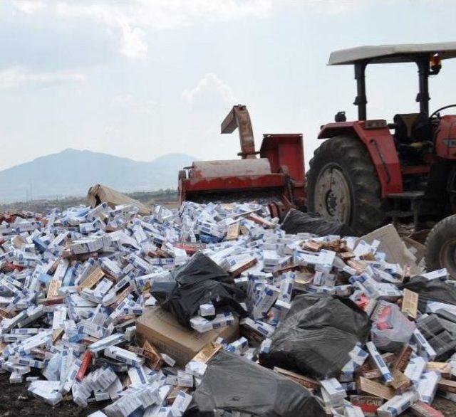 İslahiye'de 120 Bin Paket Kaçak Sigara İmha Edildi