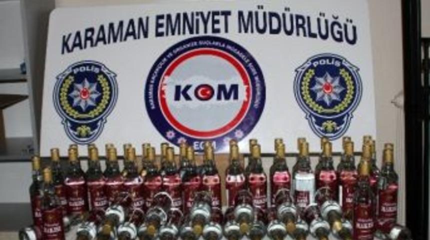 Karaman&rsquo;da Ka&ccedil;ak 60 Şişe İ&ccedil;ki Ele Ge&ccedil;irildi