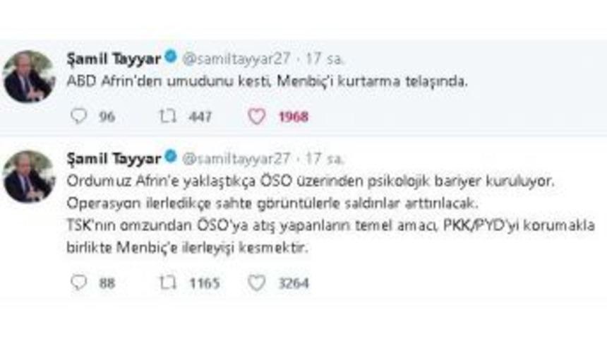 Milletvekili Tayyar: “abd Afrin’den Umudunu Kesti, Menbiç’i Kurtarmanın Telaşında”