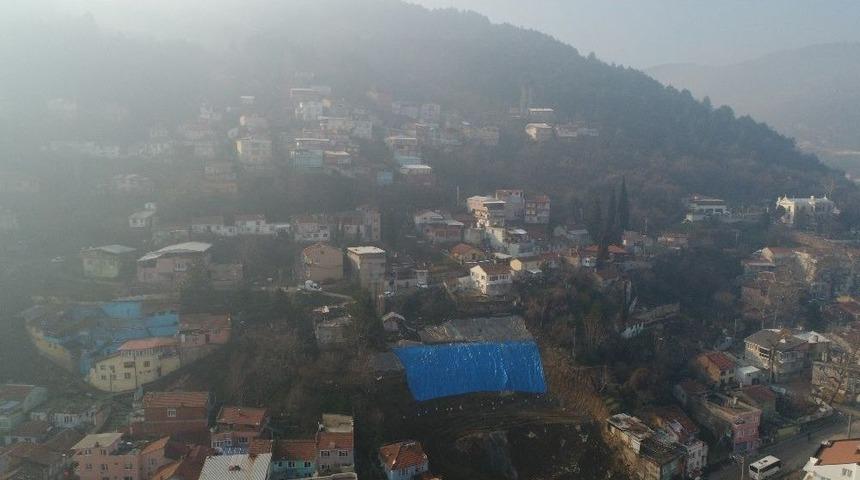 Heyelan B&ouml;lgesi Drone İle G&ouml;r&uuml;nt&uuml;lendi