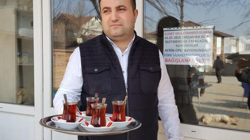 (&ouml;zel) Kahvehanenin 1 G&uuml;nl&uuml;k &Ccedil;ay Paralarını Afrin&rsquo;e Bağışladı