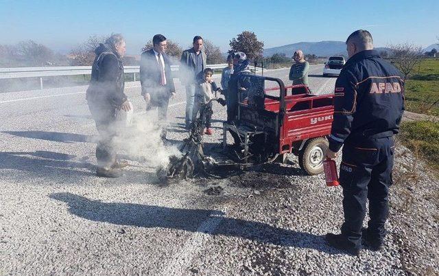 Araçları Yanan Vatandaşların Yardımına Afad Koştu