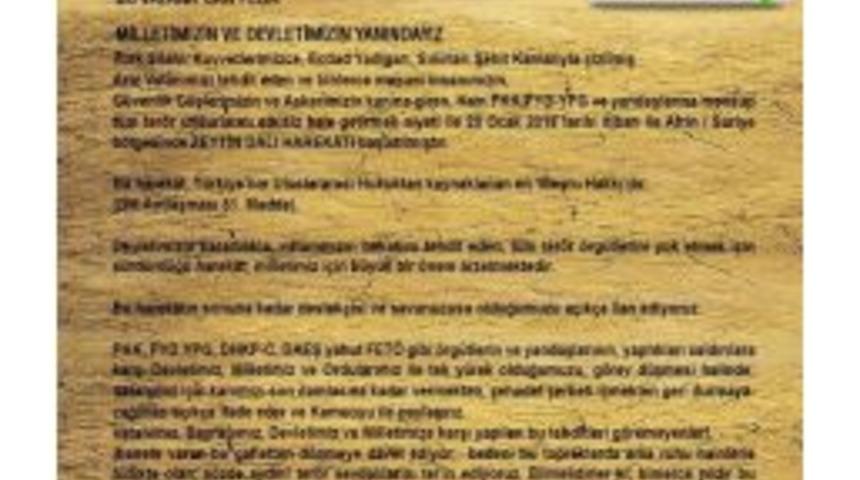 Medya Platformu&rsquo;ndan Zeytin Dalı Harekatına Tam Destek