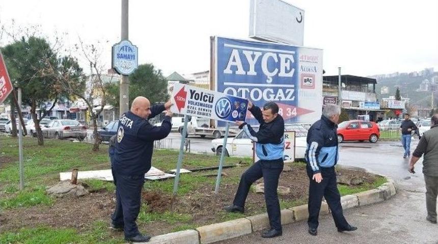 &Ccedil;iğli Belediyesi&rsquo;nden Tabela Operasyonu