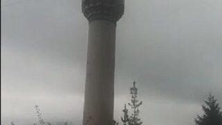 Trabzon’Da Minarenin Yıkılma Anı Kamerada