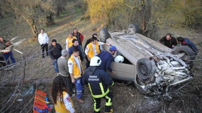 Zeytinliğe U&ccedil;an Ara&ccedil;ta Sıkışan S&uuml;r&uuml;c&uuml; G&uuml;&ccedil;l&uuml;kle &Ccedil;ıkarıldı