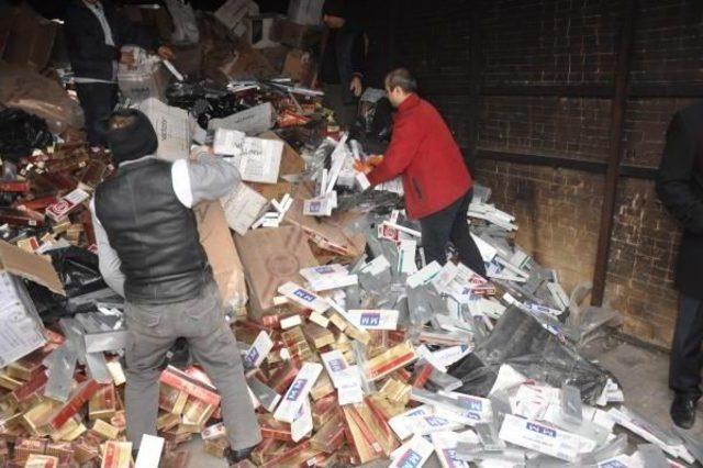Kırıkkale'de 450 Bin Paket Kaçak Sigara Imha Edildi