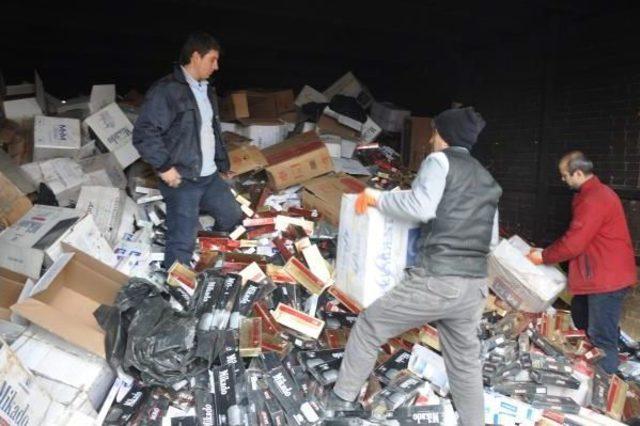 Kırıkkale'de 450 Bin Paket Kaçak Sigara Imha Edildi