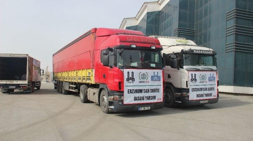 Erzurum&rsquo;dan Suriye&rsquo;ye 2 Tır İnsani Yardım