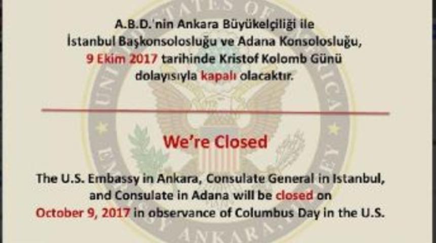 Abd B&uuml;y&uuml;kel&ccedil;iliği Ve Konsoloslukları "kristof Kolomb G&uuml;n&uuml;" Nedeniyle Kapalı